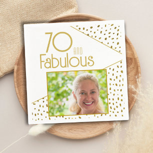 70 och Fabulous Guld Glitter Photo 70 Birthday Pappersservett