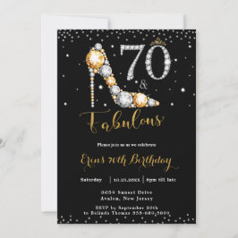 70 och Fabulous High Heel Diamonds 70:e födelsedag Inbjudningar