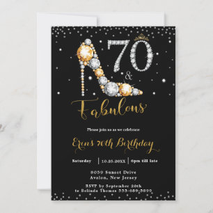 70 och Fabulous High Heel Diamonds 70:e födelsedag Inbjudningar