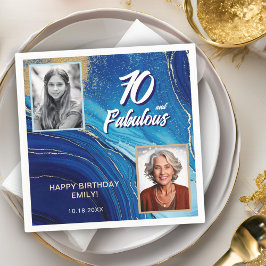 70 och Fabulous Marble Glitter 2 Photo Birthday Pappersservett