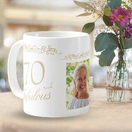 70 och Fabulous Ornament 70 Birthday Photo Kaffemugg