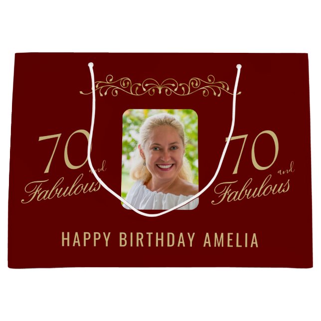 70 och Fabulous Red Ornament 70 Birthday Photo (Framsidan)