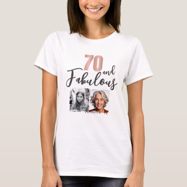 70 och fantastisk 2 Foto 70-årsdag T Shirt (Framsida)