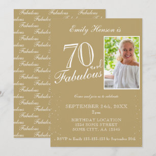 70 och fantastisk elegant fotofödelsedag inbjudningar