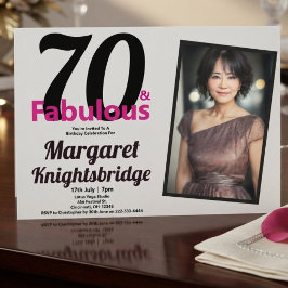 70 och fantastisk foto Rosa 70-årsfest Inbjudningar