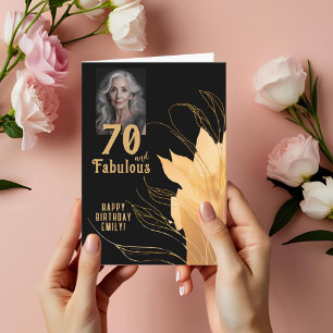 70 och fantastisk guldbladig 70-års födelsedagsfot kort
