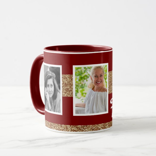 70 och fantastisk guldglitter 2 foto 70-årsdag mugg (Framsida vänster)