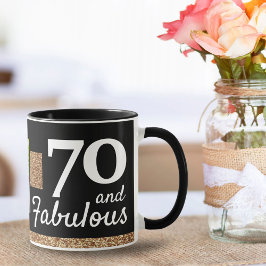 70 och fantastisk guldglitter 2 foto 70-årsfirande mugg