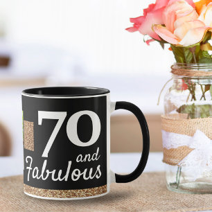 70 och fantastisk guldglitter 2 foto 70-årsfirande mugg