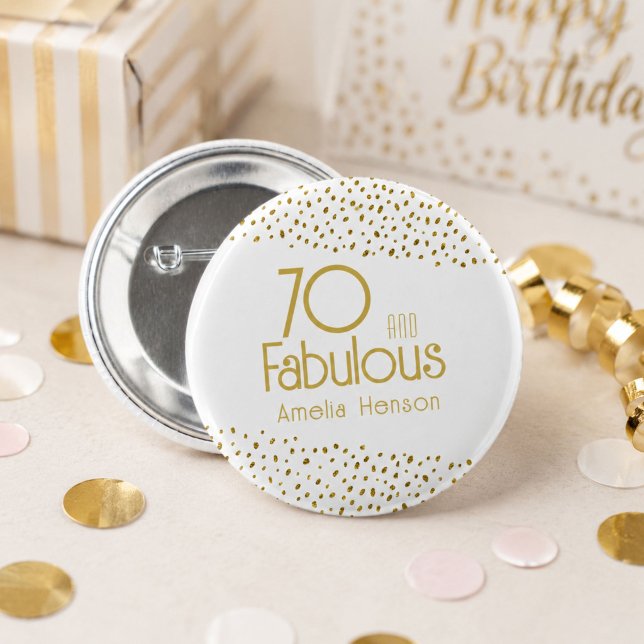 70 och fantastisk guldglitter 70-årsdag knapp (Skapare uppladdad)