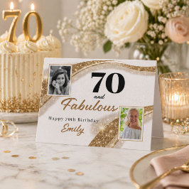 70 och fantastisk guldglitter Foto 70-årsdag Kort