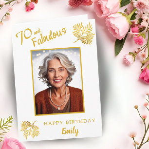 70 och fantastisk gyllene lövverk 70-årsdag kort
