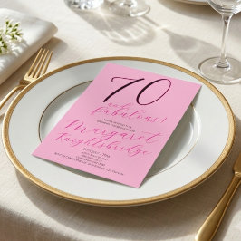 70 och fantastisk rosa 70-årsfest inbjudningar