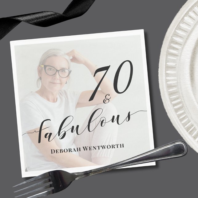 70 och fantastisk Sjuttio Födelsedagsmanus Foto Pappersservett (Skapare uppladdad)