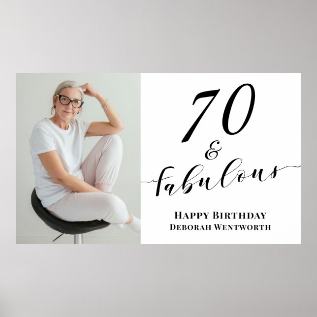 70 och fantastisk sjuttioårs födelsedagsfoto manus poster (Framsidan)