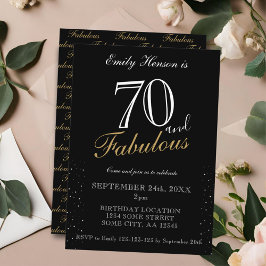 70 och fantastisk svart elegant skript födelsedag inbjudningar