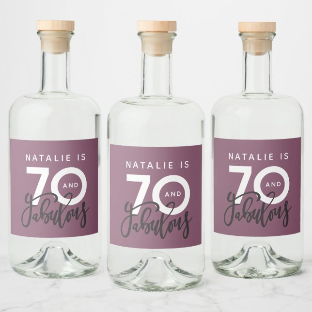 70 och fantastiska födelsedagsfester spritflaskor etikett (Flaskor)