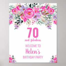 70 och fantastiska rosa elegant födelsedagsfest po poster
