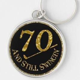 70 och fortfarande Swingin'Golf Bollar Rund Silverfärgad Nyckelring