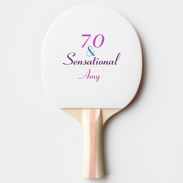 70 och Sensational 70 Birthday Rosa Personalize Pingisracket (Framsidan)