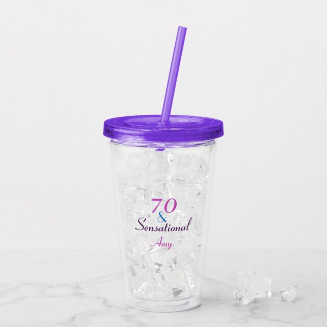 70 och Sensational Birthday Girly Personalize Take Away Mugg (Baksida Ice)