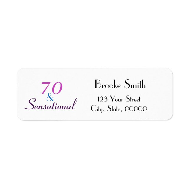70 och Sensational Personalize Returadress Etikett (Framsidan)