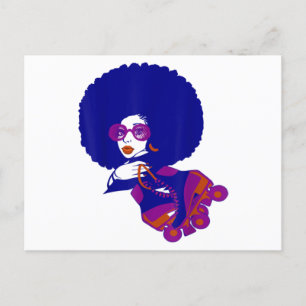 70:s Afro Woman Roller Skates och Women Meddelande Vykort