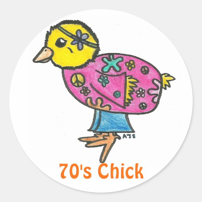 70:s Chick Runt Klistermärke (Framsida)