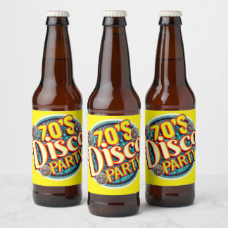 70:s Disco Party| Retro Disco Bollar Ölflaska Etikett