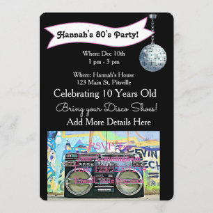 70:s eller 80:s Party-inbjudan till Disco Birthday Inbjudningar