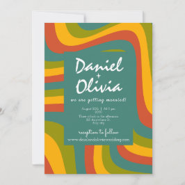 70:s Groovy med inbjudan till Photo/QR-bröllop