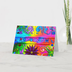 70:s hippie psychedelic-hälsningskort kort