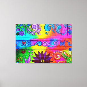 70:s hippie psychedelic Mural-omslaget arbetsyta Canvastryck