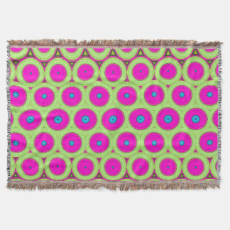 70:s Inspired Neon Rosa Circles on Grönt and Brown Filt