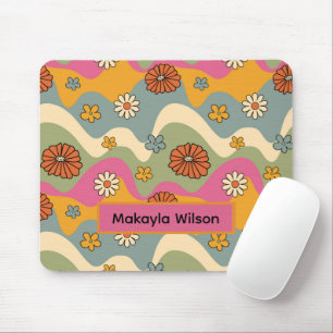 70:s Inspired Retro Blommigt Print Mouse Pad Musmatta