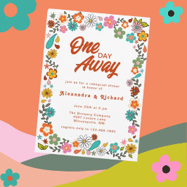 70:s inspirerade blommigt Rehearsal Dinner-inbjuda Inbjudningar