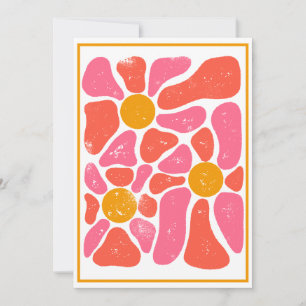 70:s Orange och Rosa Retro Flower Power Inbjudningar