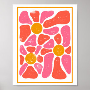 70:s Orange och Rosa Retro Flower Power Poster