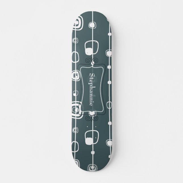 70:s Retro Blue Square Comp Skateboard (Framsida)