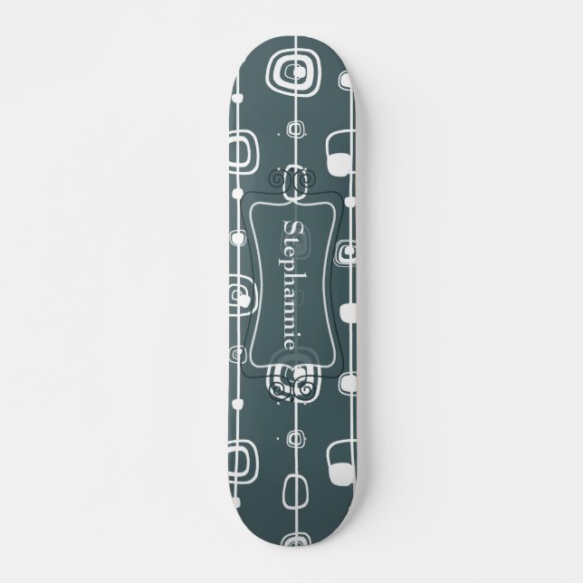 70:s Retro Blue Squares Mini Skateboard (Framsida)