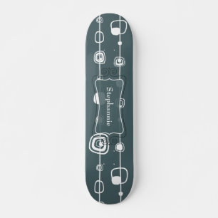 70:s Retro Blue Squares Old school Skateboard