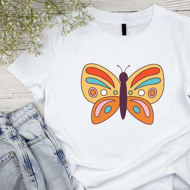 70:s Retro Butterfly Womans grundläggande T-shirt (Skapare uppladdad)