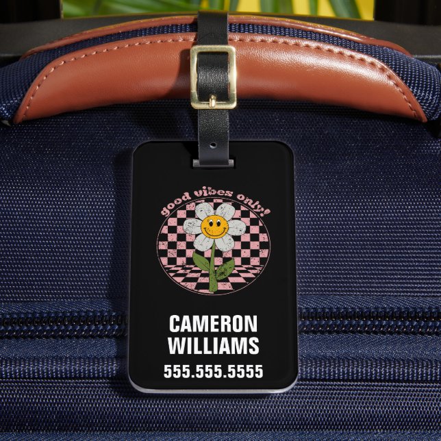 70:s Retro-Daisy | Endast goda vibes Bagagebricka (Framsida Insitu 2)