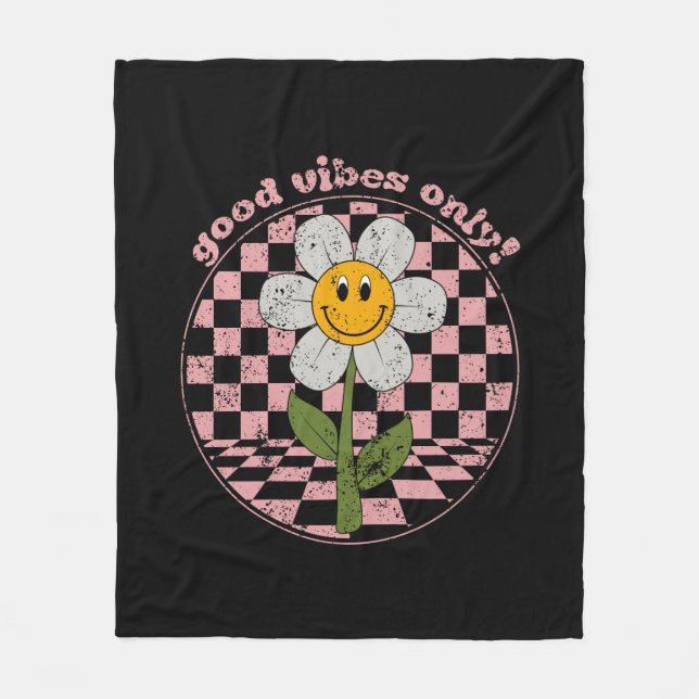 70:s Retro-Daisy | Endast goda vibes Fleecefilt (Framsidan)