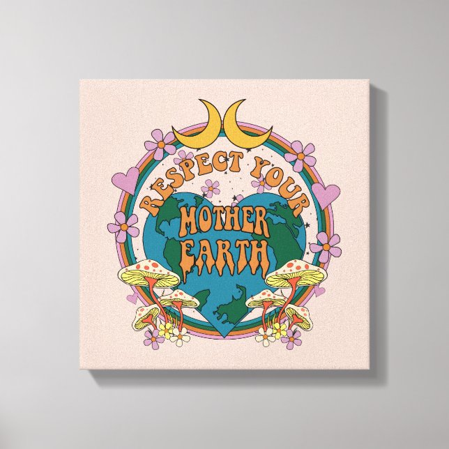 70:s Retro Mor Earth Graphic Canvastryck (Framsida)