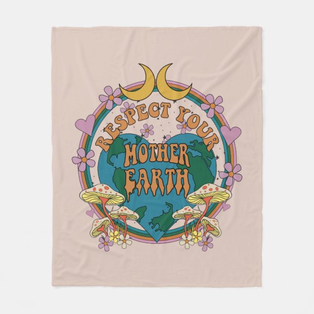 70:s Retro Mor Earth Graphic Fleecefilt (Framsidan)