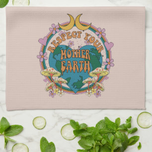 70:s Retro Mor Earth Graphic Kökshandduk