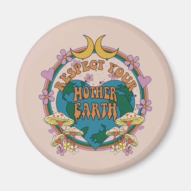 70:s Retro Mor Earth Graphic Magnet (Framsidan)