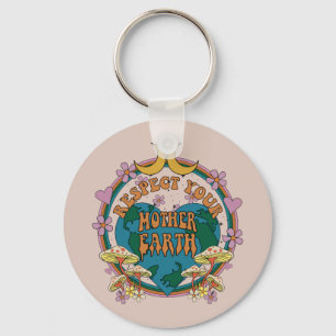 70:s Retro Mor Earth Graphic Nyckelring