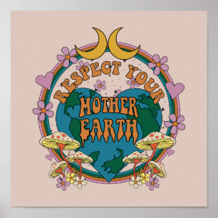 70:s Retro Mor Earth Graphic Poster